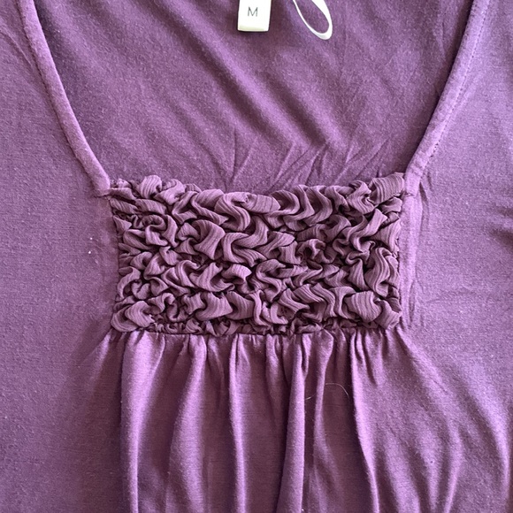 KISCHE - burgundy TOP short flowy cap sleeves, square neckline Medium - Picture 3 of 7